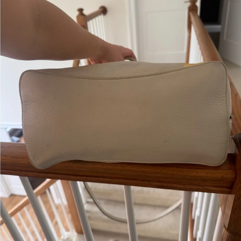 Reed Krakoff Gym Bag Cream Leather Tote with Gold Accent